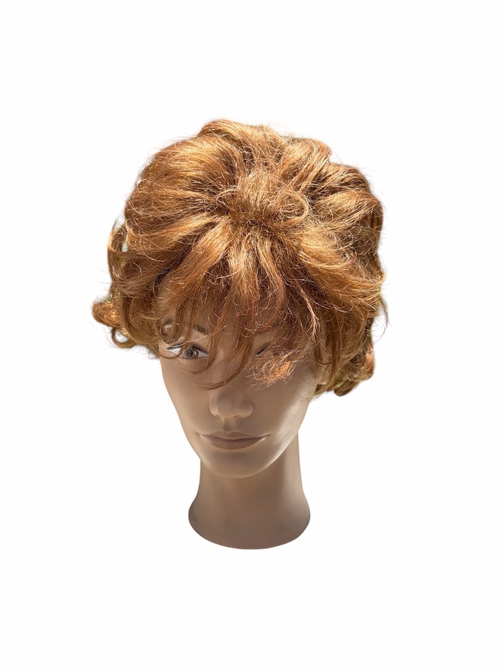 Paula Young dark auburn blonde red short curly synthetic wig A3012 Pet